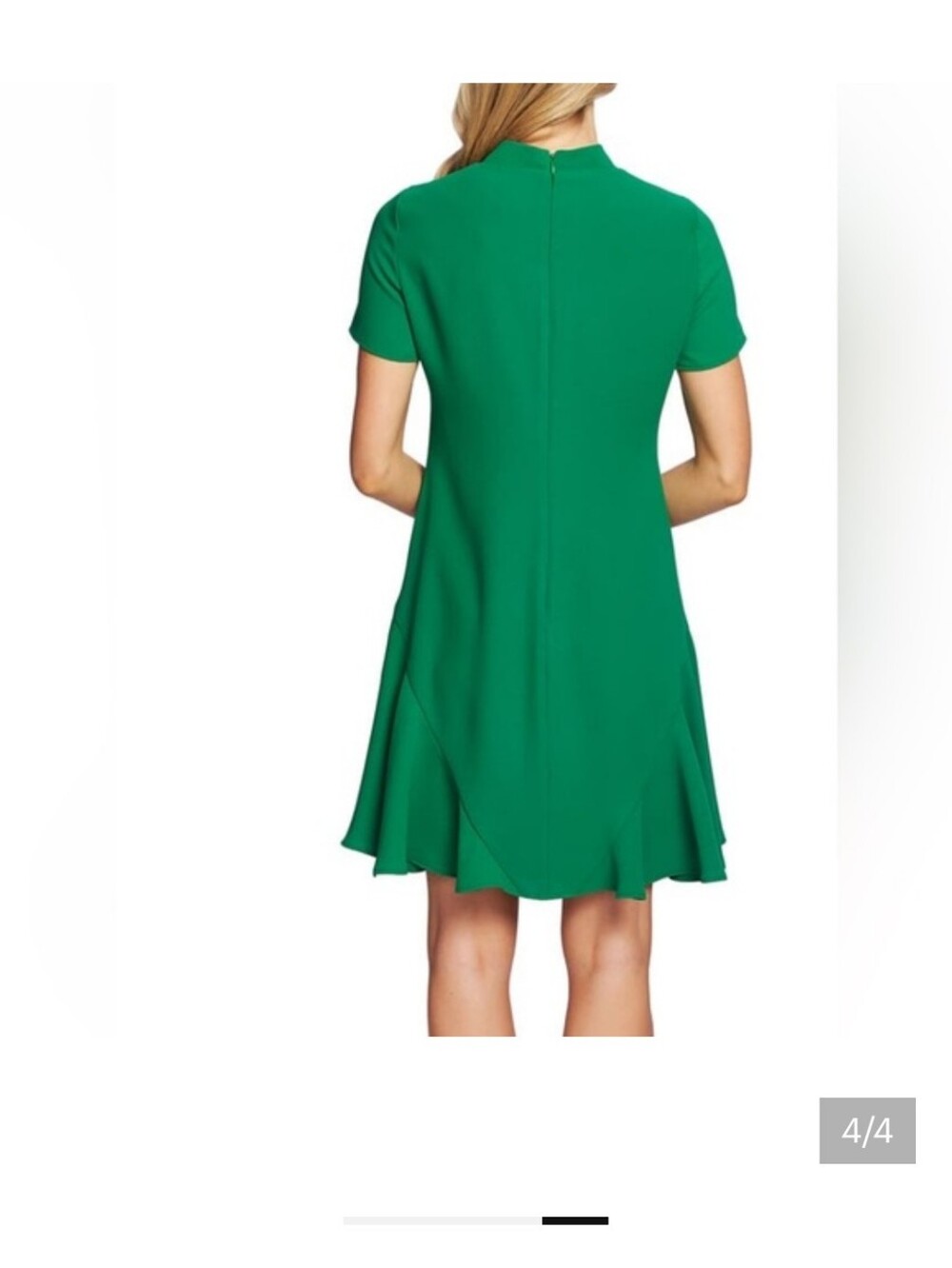 CeCe Emerald Green Short-Sleeve Bowneck Mini Dress - Picture 3 of 6